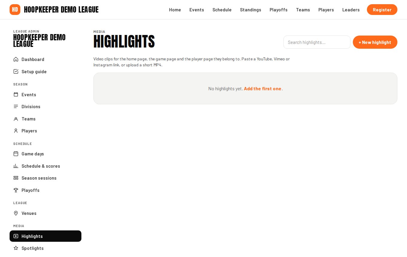 The Highlights list.