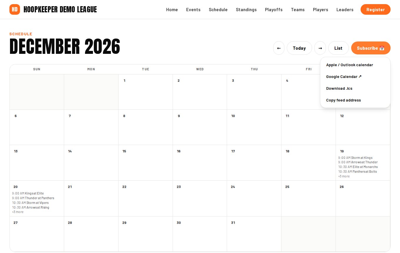 The subscribe menu.