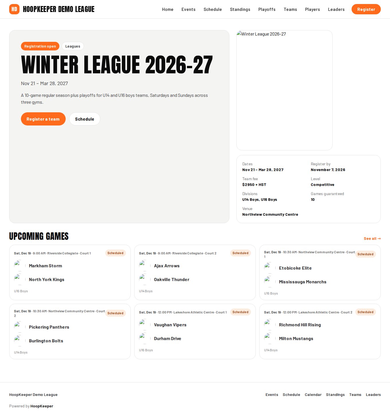 An event page with registration open.